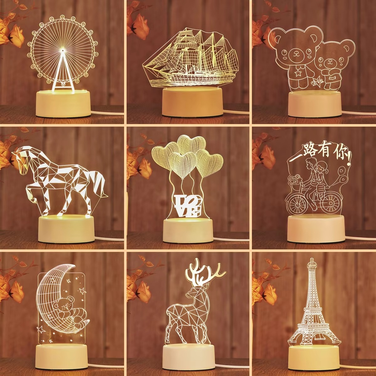 Table Lamp 3d Led Night Touch Light for Kids